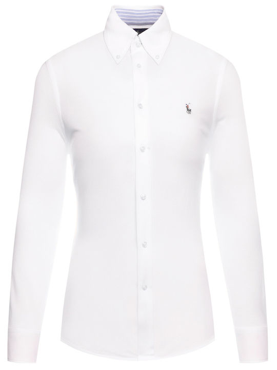 Women's Pique Monochrome Long Sleeve Shirt White