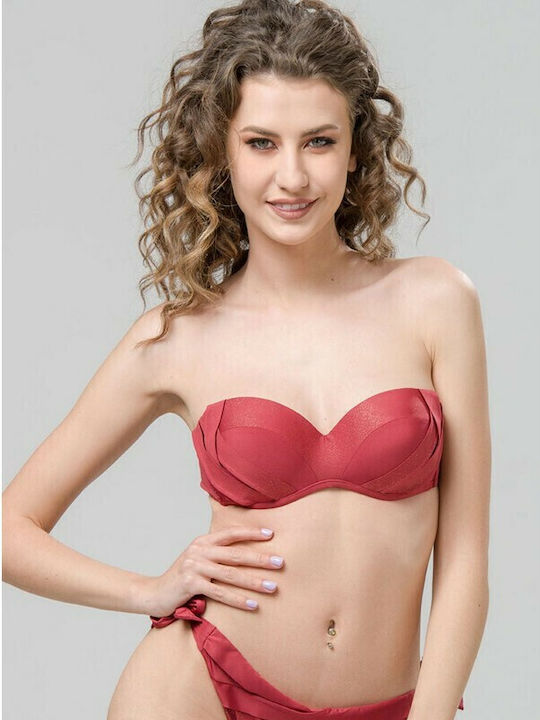 Strapless Bikini Top Κόκκινο