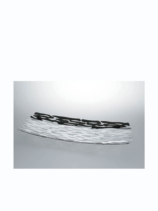 Alessi Rectangular Metallic Decorative Platter Bark Silver 51x19x5cm