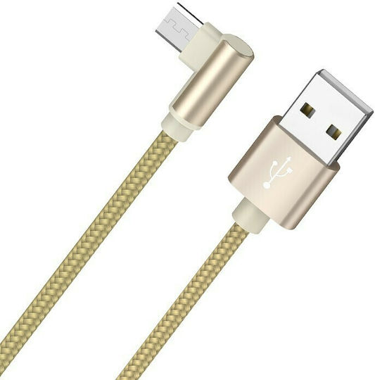 Borofone BX26 Braided / Unghi (90°) USB 2.0 spre micro USB Cablu Auriu 1m 1buc