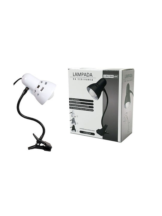 General Trade Office Lamp with Flexible Arm for Socket E14 and Clip in White Color