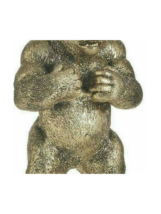 Inart Dekorativer Gorilla aus Polyresin Γορίλας in Gold 12x9x21cm 1Stück