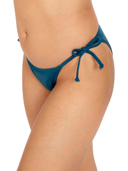 Bora Bora Bikini Slip with Laces Petrol Blue