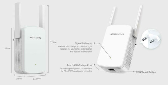 Mercusys ME30 v1 WiFi Extender Dual Band (2.4 & 5GHz) 1200Mbps