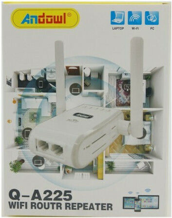 Andowl Q-A225 Wi-Fi Verstärker Einzelband (2,4 GHz) 300 Mbit/s mit 2 Ethernet-Anschlüssen
