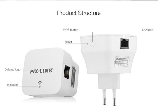 Pix-Link LV-WR12 WiFi Extender Single Band (2.4GHz) 300Mbps