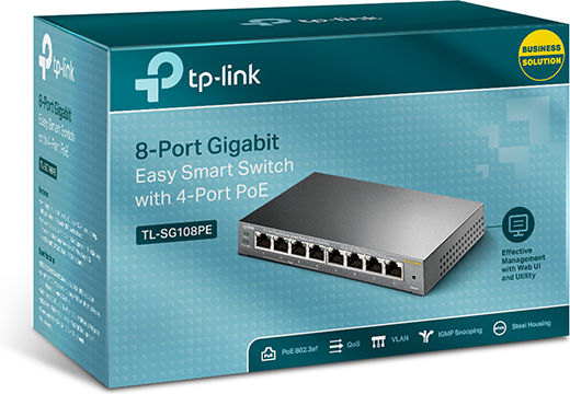 TP-LINK TL-SG108PE Unmanaged L2 PoE Switch with 8 Ethernet Ports