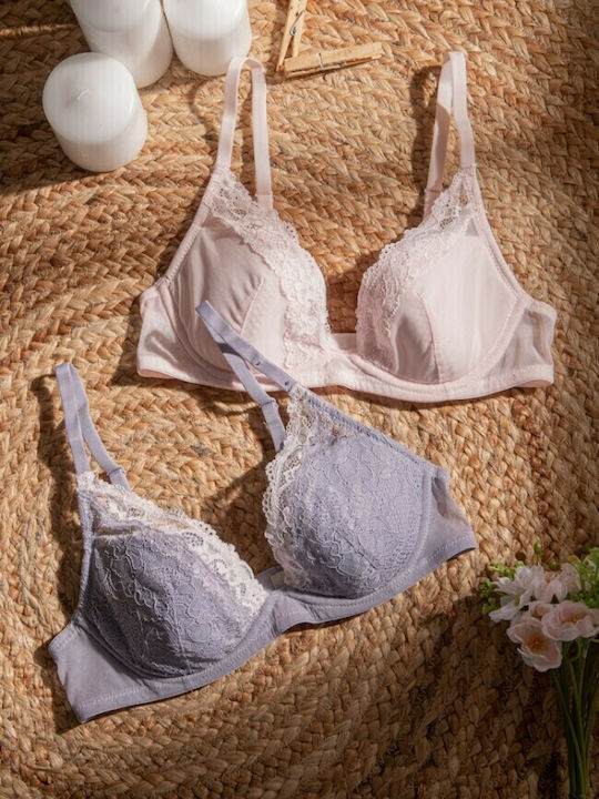 Bra with Light Padding Underwire Grey/Pink