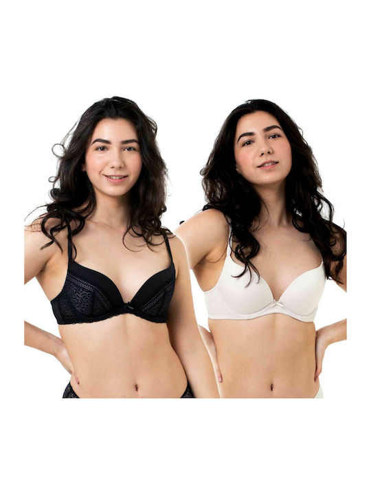 Beige/Black Σουτιέν mit leichter Polsterung mit Bügel 2Pack