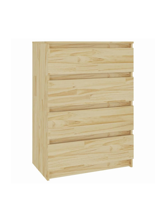 Chest of Drawers of Solid Wood with 4 Drawers Πεύκου 60x36x84cm