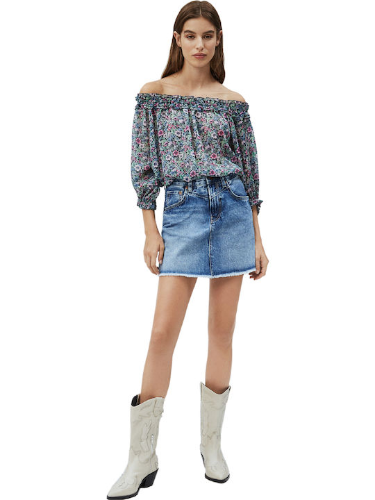 Rachel Denim High-waisted Mini Skirt Blue