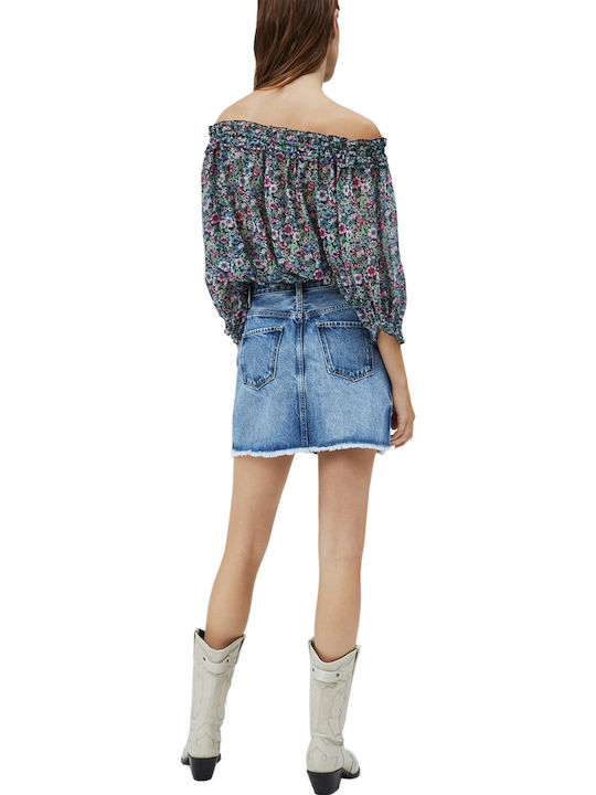 Rachel Denim High-waisted Mini Skirt Blue