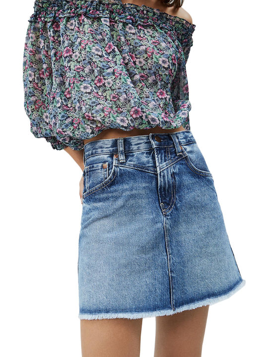 Rachel Denim High-waisted Mini Skirt Blue
