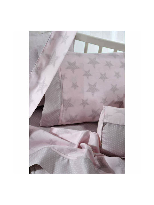 Down Town Home Set Baby Bettwäsche Für Wiege Baumwollsatin Rosa 70x125cm 3Stück