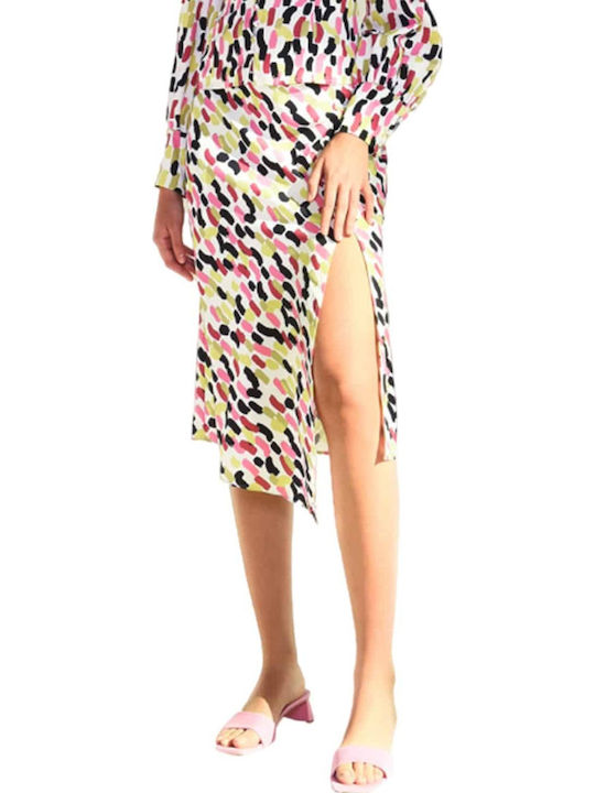 High-waisted Midi Skirt Polka Dot Multicolored