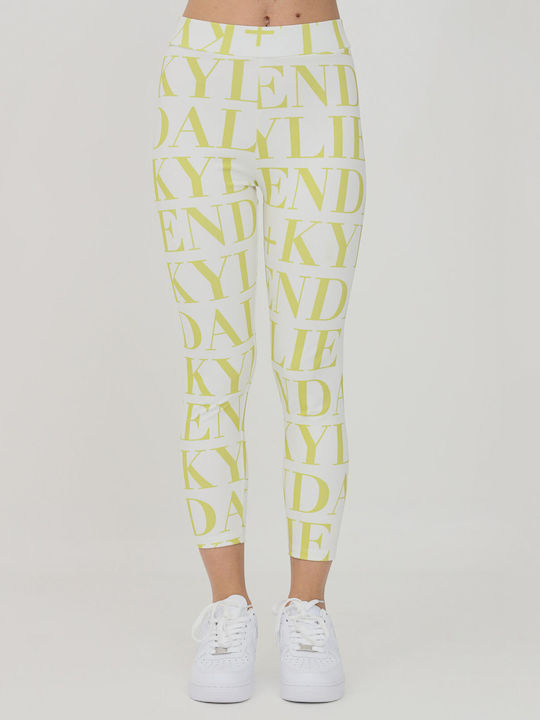 Women's Long Legging High Waisted White/Lime