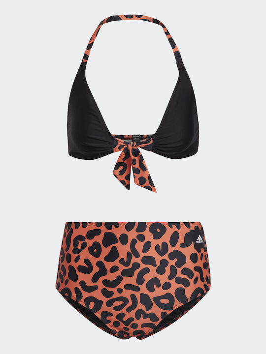 Richi Mnisi Bikini Set Triangle High Waist Animal Print True Orange