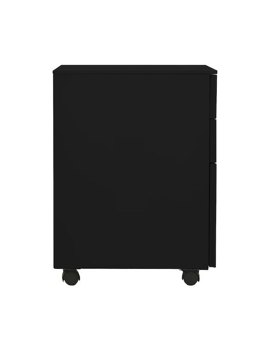 Kabinett Büro mit Rollen & Schloss Black Velvet-Black Metal 39x45x60cm