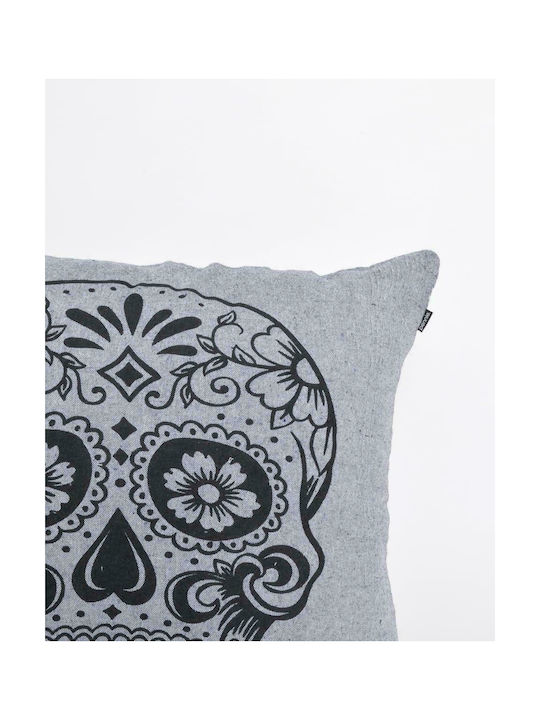 Pennie Decorative Pillow Case The Skull from 100% Cotton Blue 40x40cm.