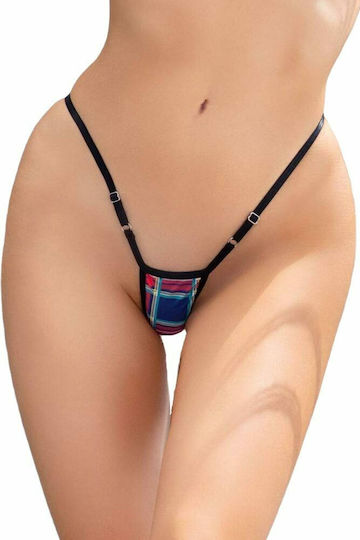 Chilirose Women's Sexy String Plaid Micro Thong Black