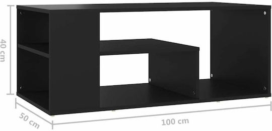 Rechteckig Couchtisch Holz Black B100xT50xH40cm