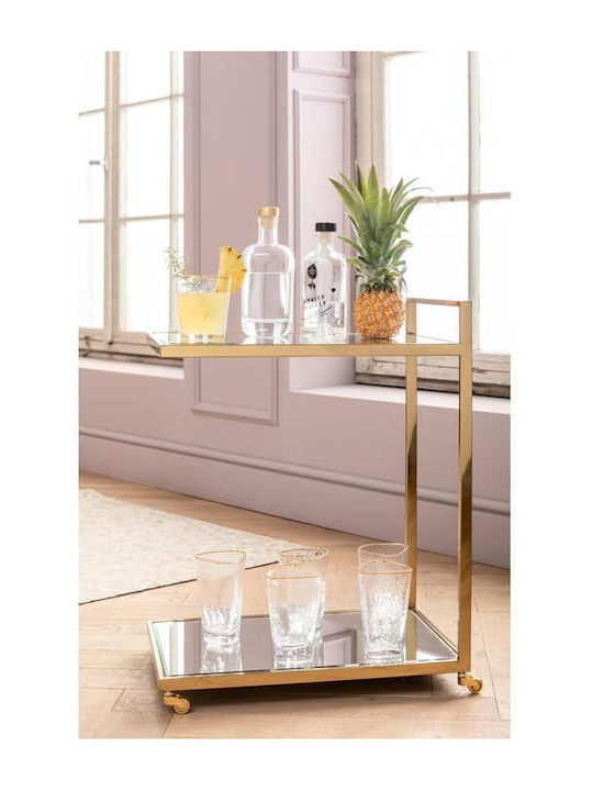 Kare Design Classy Freistehend Weinkeller Metallisch mit Rädern Gold 50x33x64εκ.