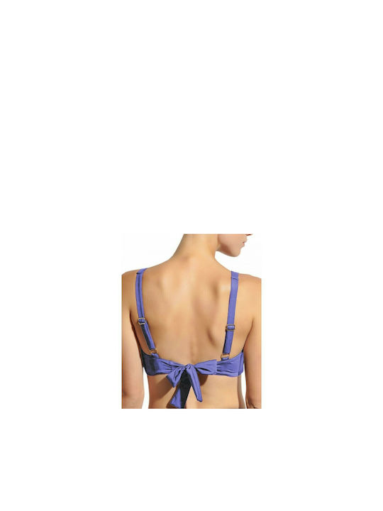 Blu4u Padded Triangle Bikini Top with Adjustable Straps Blue