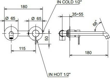 La Torre Elle Built-in Mixer & Spout Set for for Bathroom Sink 1 Exit Inox