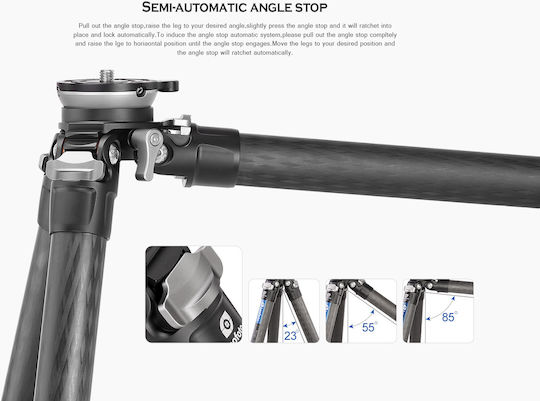 Leofoto Video Tripod LS-324CEX+BV-10 from Carbon Fiber and Load Capacity 10kg up to 153cm
