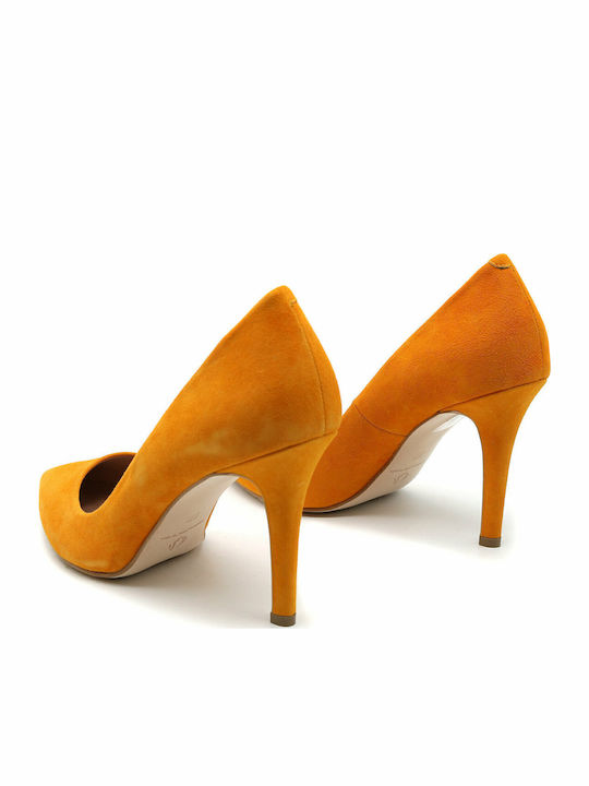 Suede Pointed Toe Stiletto Orange High Heels