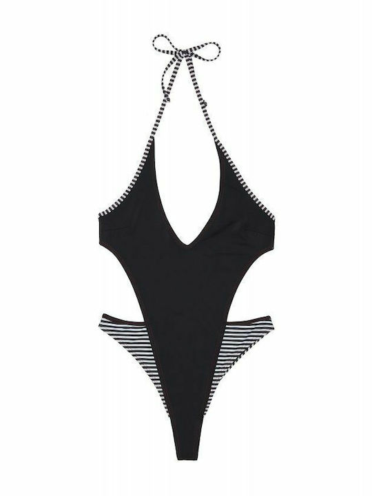 Costum de baie întreg cu decupaje Negru