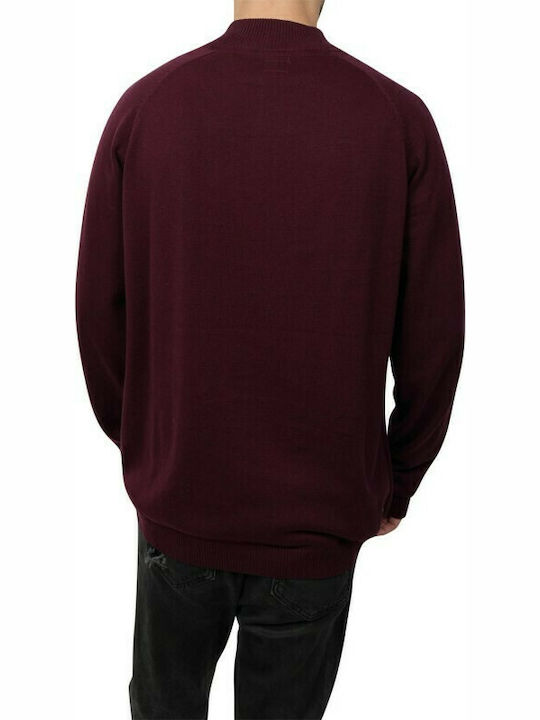 Basehit Men's Long Sleeve Blouse with Zipper Wine