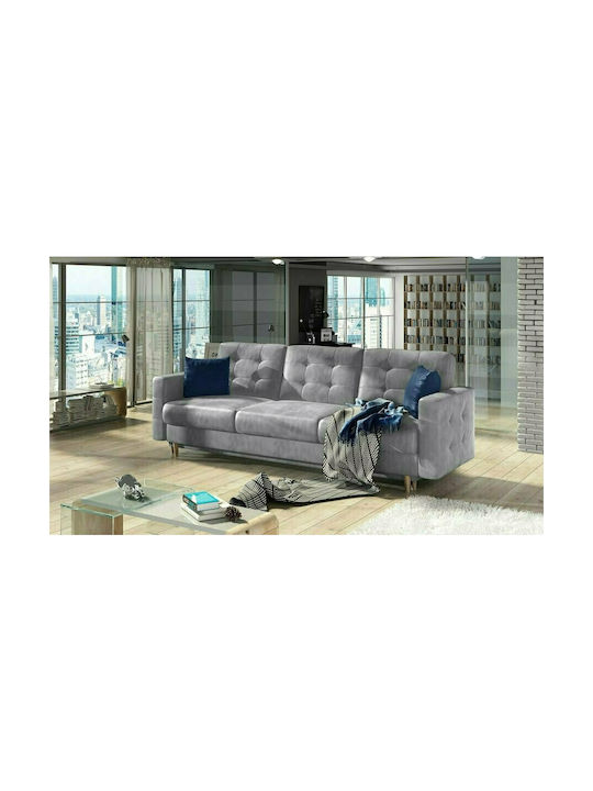 Amelion Three-Seater Couch Bed with Storage Space Grey 235x98x73cm