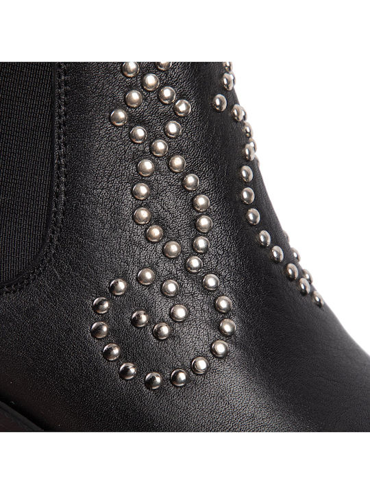 Leder Damen Chelsea-Stiefel Schwarze