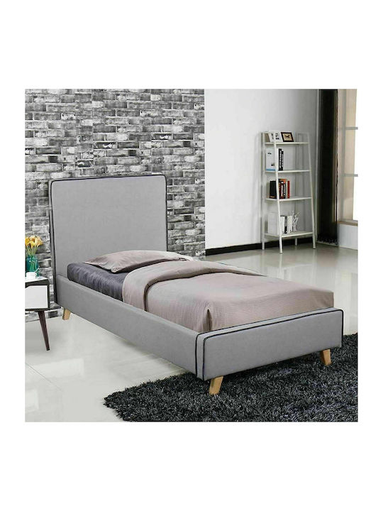 Morisson Κρεβάτι Μονό Επενδυμένο με Ύφασμα Γκρι για Στρώμα 90x190cm