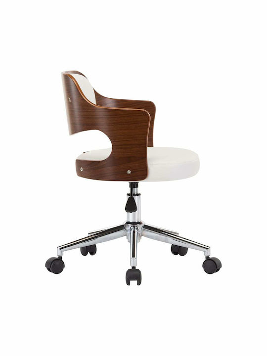 Rotativă Scaun Vizitator cu Brațe & Roți Alb 47.5x53x76cm 2buc