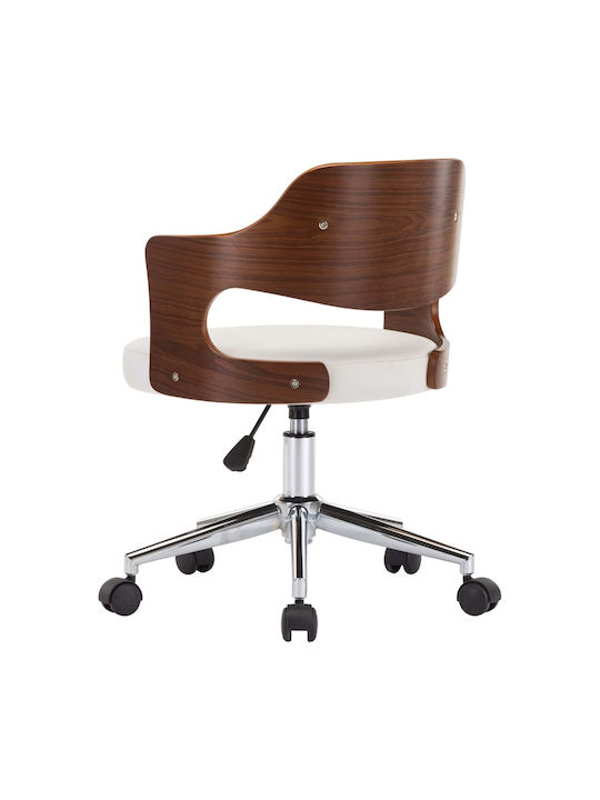 Rotativă Scaun Vizitator cu Brațe & Roți Alb 47.5x53x76cm 2buc
