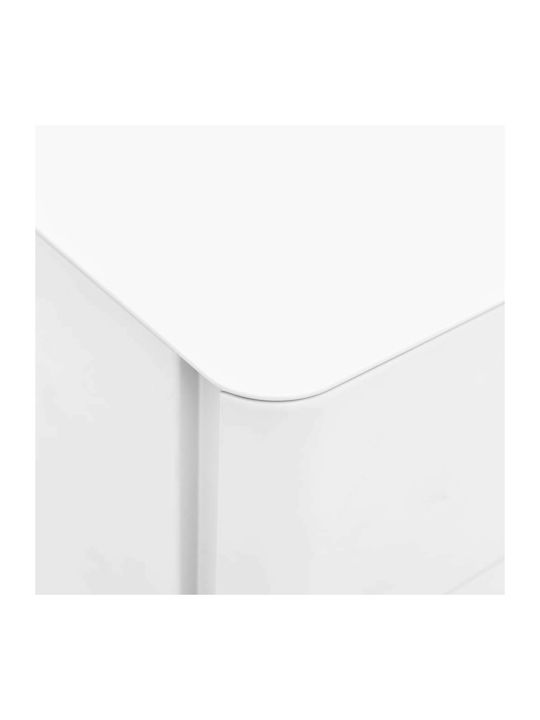 Office Storage Metal Drawer with Wheels, Lock & 3 Drawers White L30xW45xH59cm