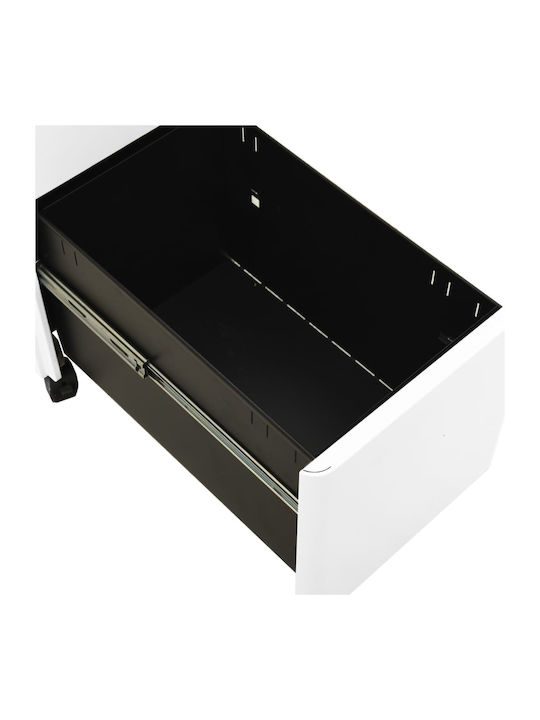 Office Storage Metal Drawer with Wheels, Lock & 3 Drawers White L30xW45xH59cm