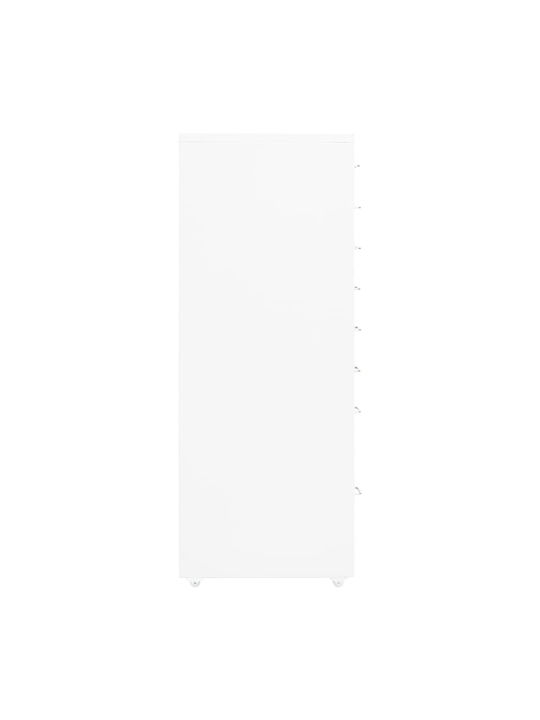 Office Storage Metal Drawer with Wheels & 8 Drawers White L28xW41xH109cm