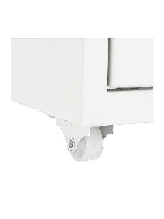 Office Storage Metal Drawer with Wheels & 8 Drawers White L28xW41xH109cm