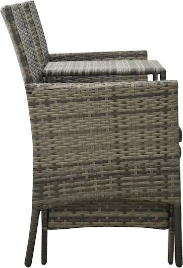 Garden & Outdoor Furniture Set Living Room 3 Pieces Gray with Pillows