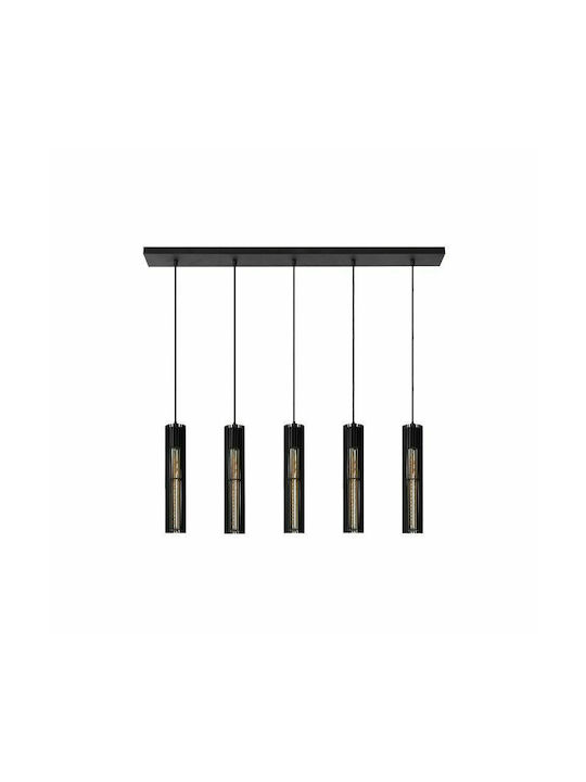 Lucide Lightning Lionel Pendant Light Black Rail for 5 Bulbs E27