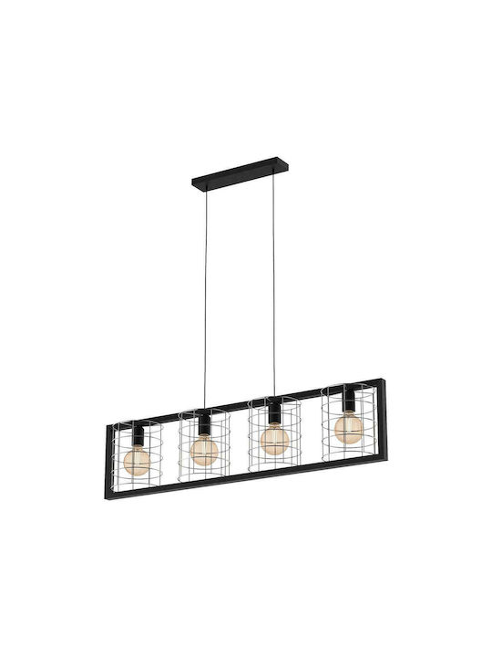 Eglo Jubily Pendant Light Three-Light Rail for Socket E27 Black