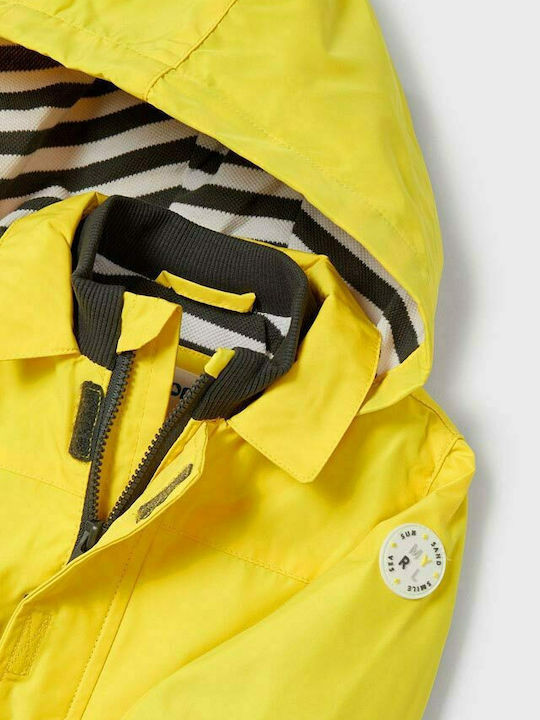 Kids' Sports Jacket Short Windproof with Hood Yellow