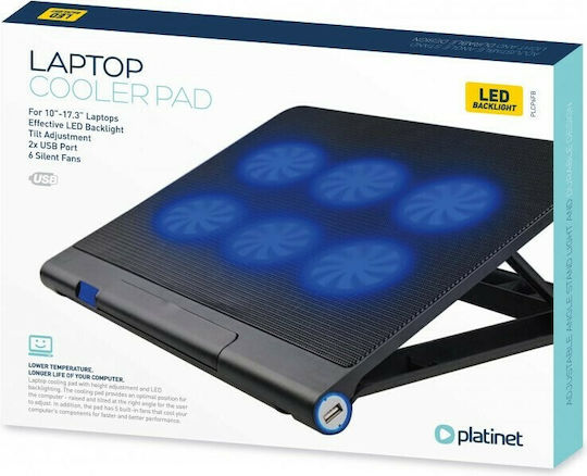 Platinet Cooling Pad for Laptop up to 17.3" with 6 Fans and Lighting (PLCP6FB)