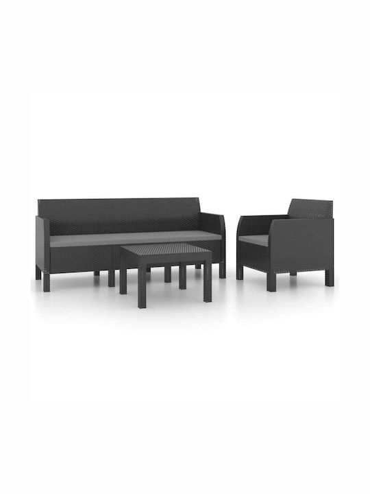 Set Wohnzimmer-Set für den Außenbereich Charcoal mit Kissen 3Stück