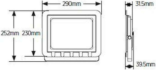 Geyer Στεγανός Προβολέας LED 100W Θερμό Λευκό 3000K IP65