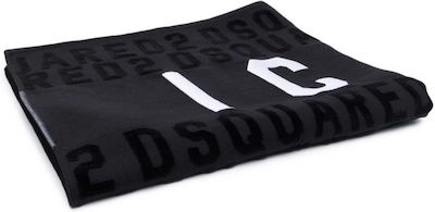 Dsquared2 Icon Logo Print Beach Towel Cotton Black 180x100cm.