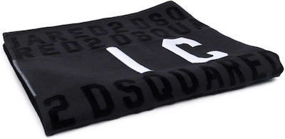 Dsquared2 Icon Logo Print Strandtuch Baumwolle Schwarz 180x100cm.